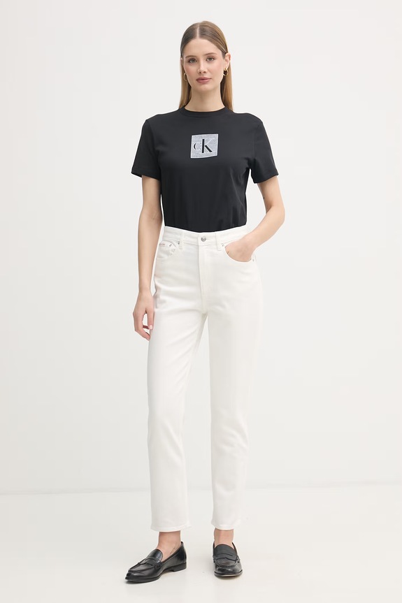 Calvin Klein Jeans jeansy mom fit damskie LV047F703G beżowy SS26