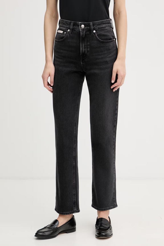 Calvin Klein Jeans дънки straight дамски черен LV047F708G