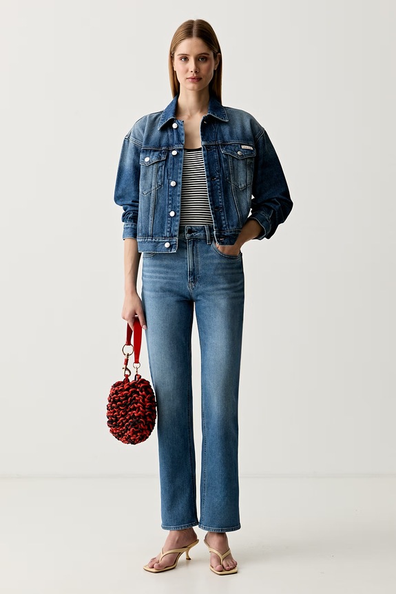 Calvin Klein Jeans rifle straight dámske LV047F711G modrá SS26