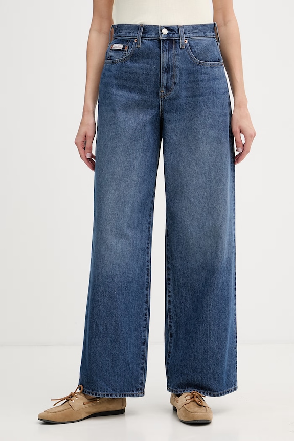 Calvin Klein Τζιν wide leg γυναικεία σκούρο μπλε LV047F727G