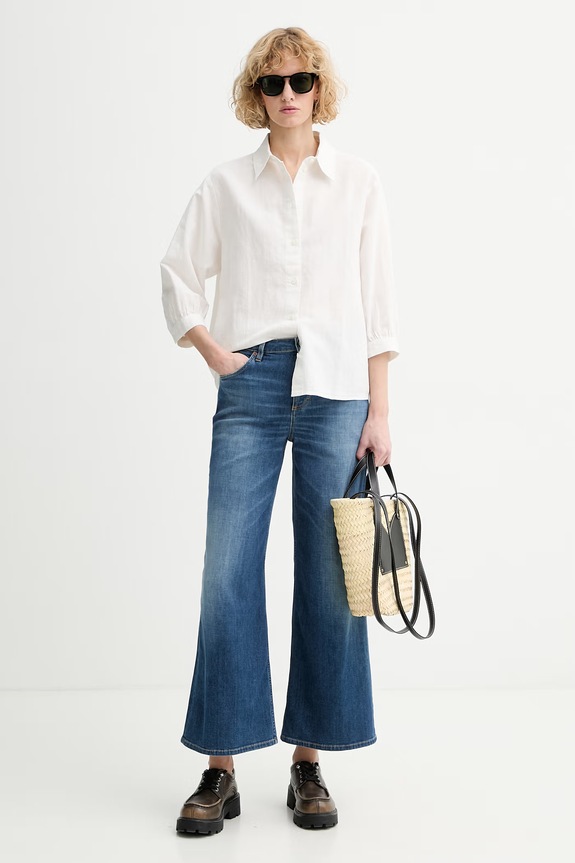 Marc O'Polo blugi wide leg pentru femei 5000013167 bleumarin SS26