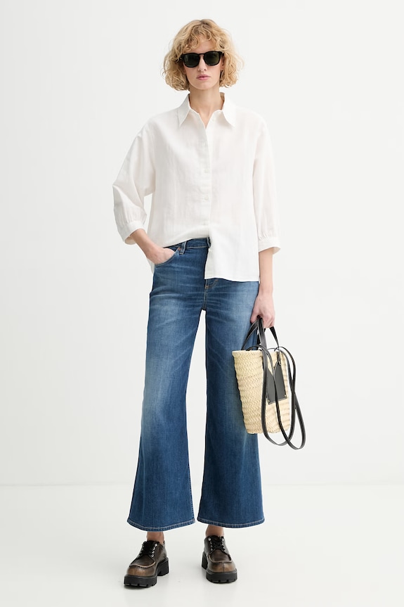 Marc O'Polo blugi wide leg pentru femei 5000013167 bleumarin SS26