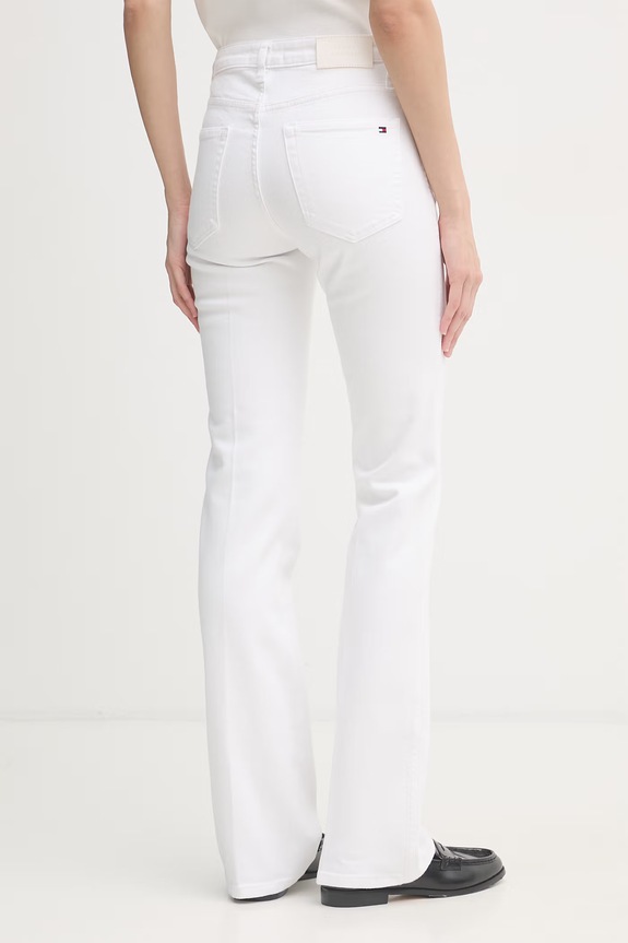 Odzież Tommy Hilfiger jeansy flare damskie WW0WW48580 biały