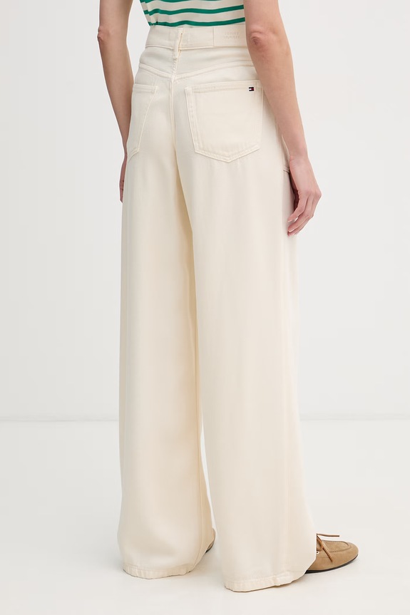 Ρούχα Tommy Hilfiger Τζιν wide leg γυναικεία WW0WW49667 μπεζ