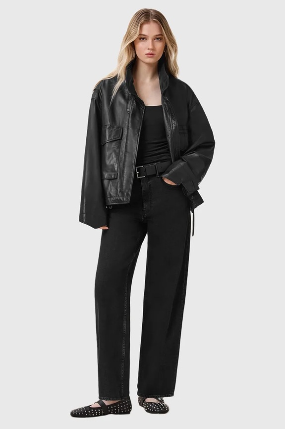 Ρούχα Τζιν παντελόνι AllSaints SADIE W045ED μαύρο