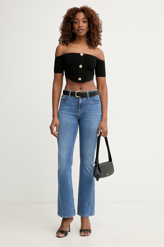 Guess jeansy flare damskie W6GA0L.D0725 niebieski SS26