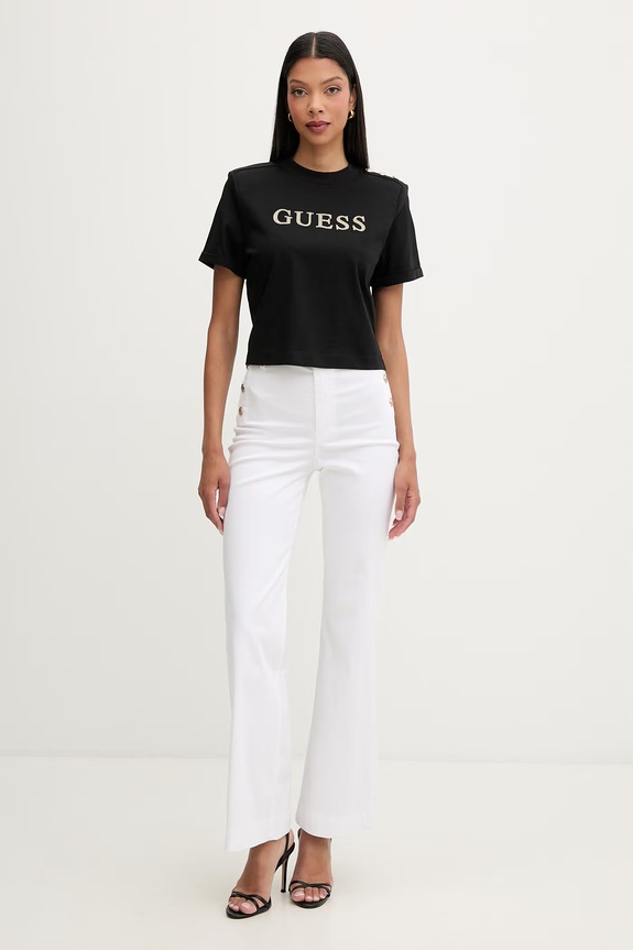 Guess hlače za žene s lyocellom NEW FAYE W6GA0P.W2440 bijela SS26