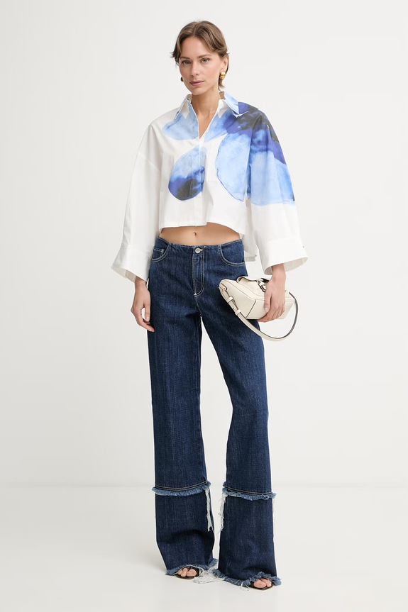 Max&Co. blugi wide leg pentru femei MCLRICETTA 2618181022200 bleumarin SS26
