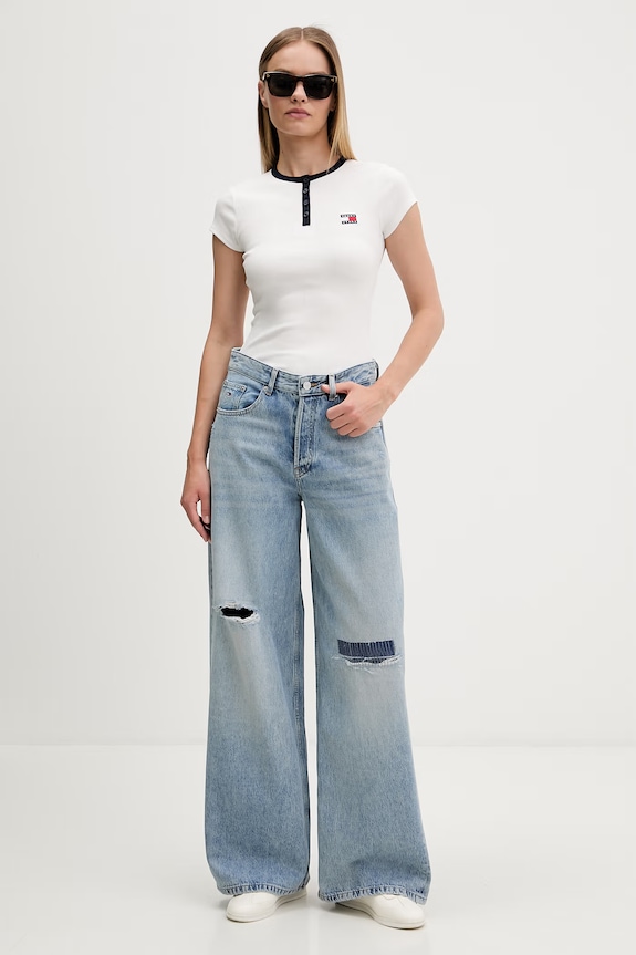 Tommy Jeans jeansy loose damskie DW0DW22377 niebieski SS26