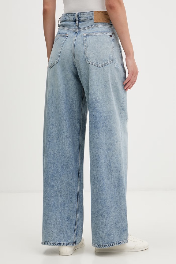 Odzież Tommy Jeans jeansy loose damskie DW0DW22377 niebieski