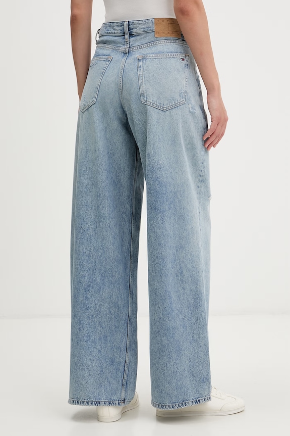 Odzież Tommy Jeans jeansy loose damskie DW0DW22377 niebieski