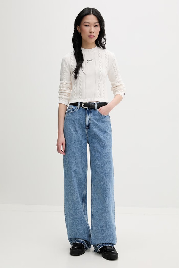 Tommy Jeans jeansy wide leg damskie DW0DW22641 niebieski SS26