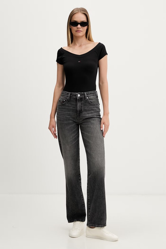 Tommy Jeans jeansy straight damskie DW0DW22649 czarny SS26