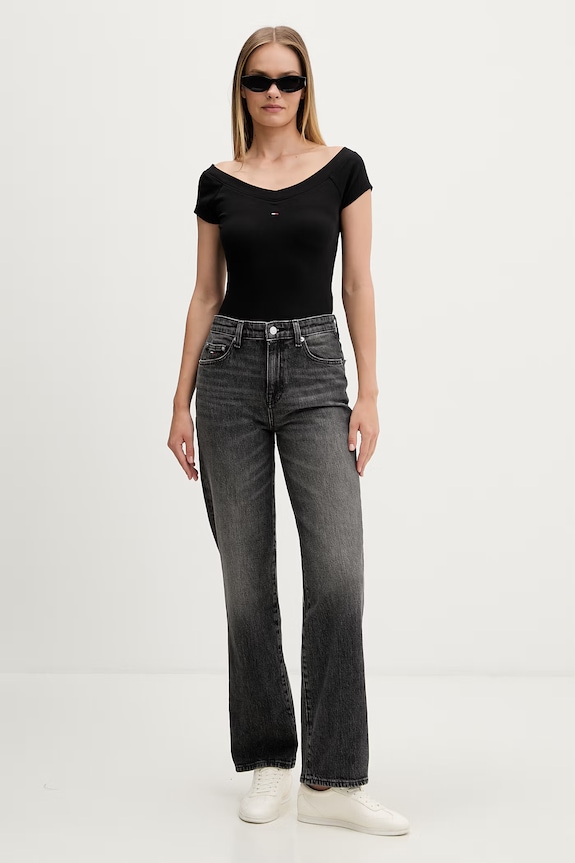 Tommy Jeans jeansy straight damskie DW0DW22649 czarny SS26