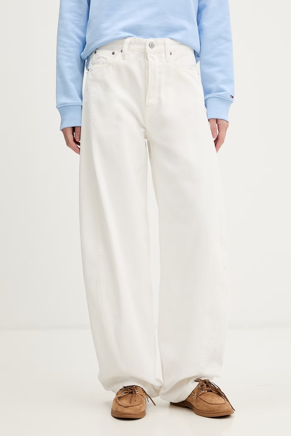 Tommy Jeans jeansy barrel damskie biały DW0DW22662