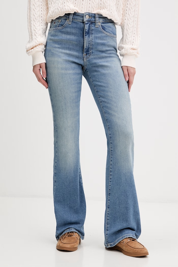Tommy Jeans jeansy flare damskie niebieski DW0DW22683