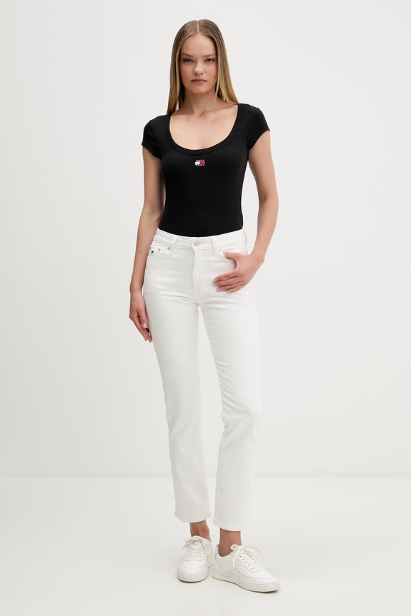 Tommy Jeans jeansy slim fit damskie DW0DW22986 biały SS26