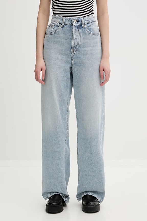 Tommy Jeans jeansy wide leg damskie niebieski DW0DW23027