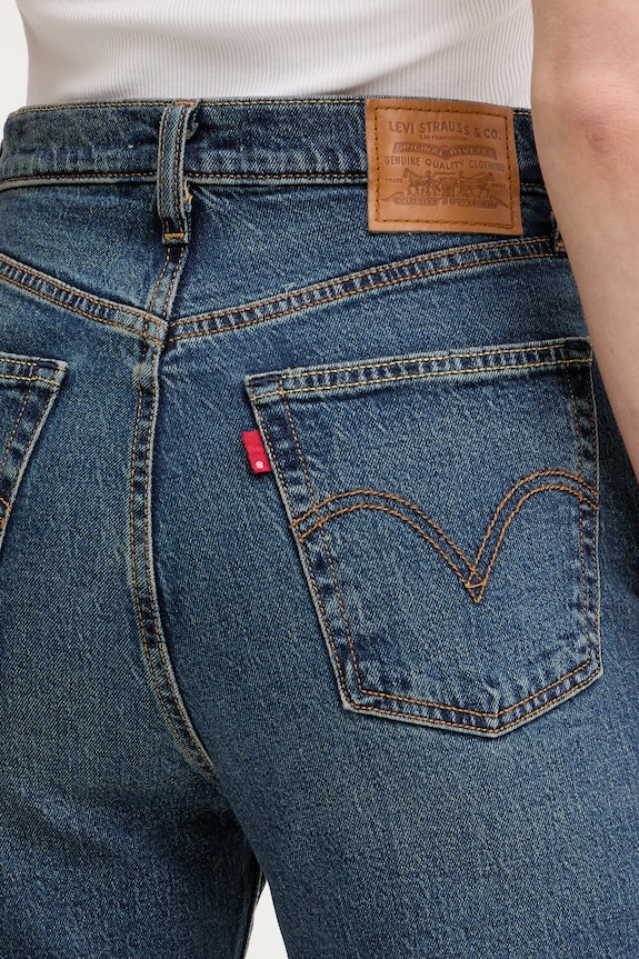 Levi's jeansy straight damskie RIBCAGE STRAIGHT ANKLE granatowy 72693.0281