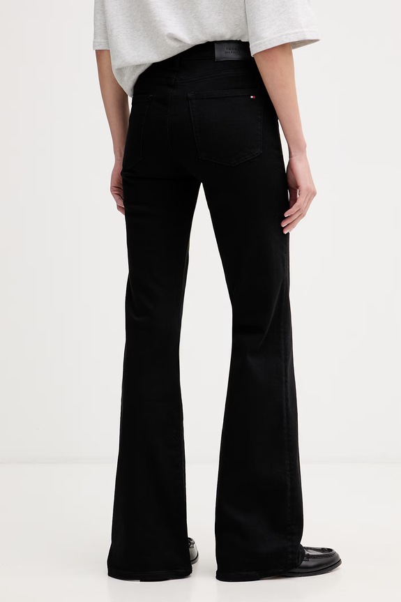 Ρούχα Tommy Hilfiger τζιν flare γυναικεία WW0WW49664 μαύρο