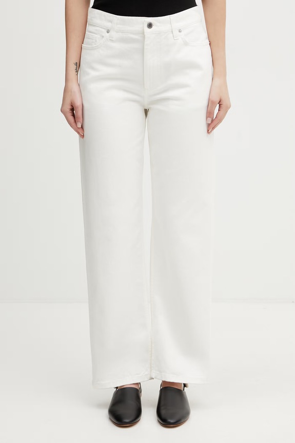 Maison Kitsuné blugi straight pentru femei bej QW01101WD4024