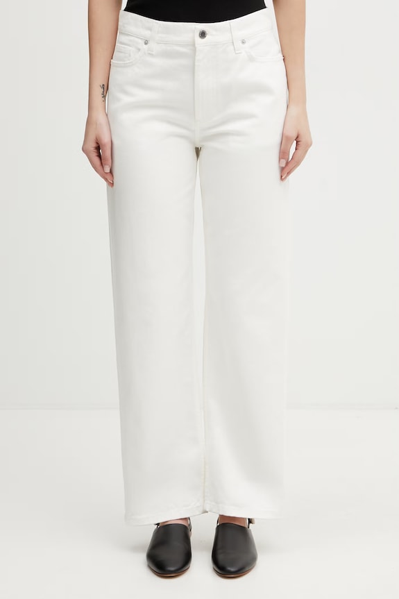 Maison Kitsuné blugi straight pentru femei bej QW01101WD4024