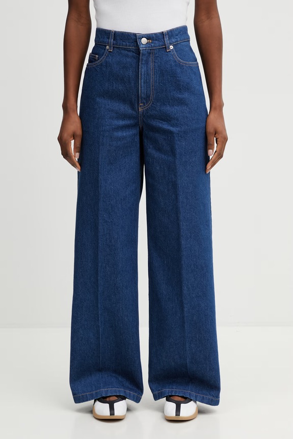 Maison Kitsuné relaxed fit džíny dámské modrá QW01102WD4023