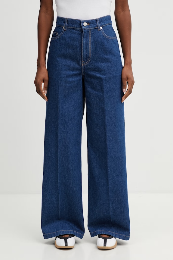 Maison Kitsuné relaxed fit džíny dámské modrá QW01102WD4023