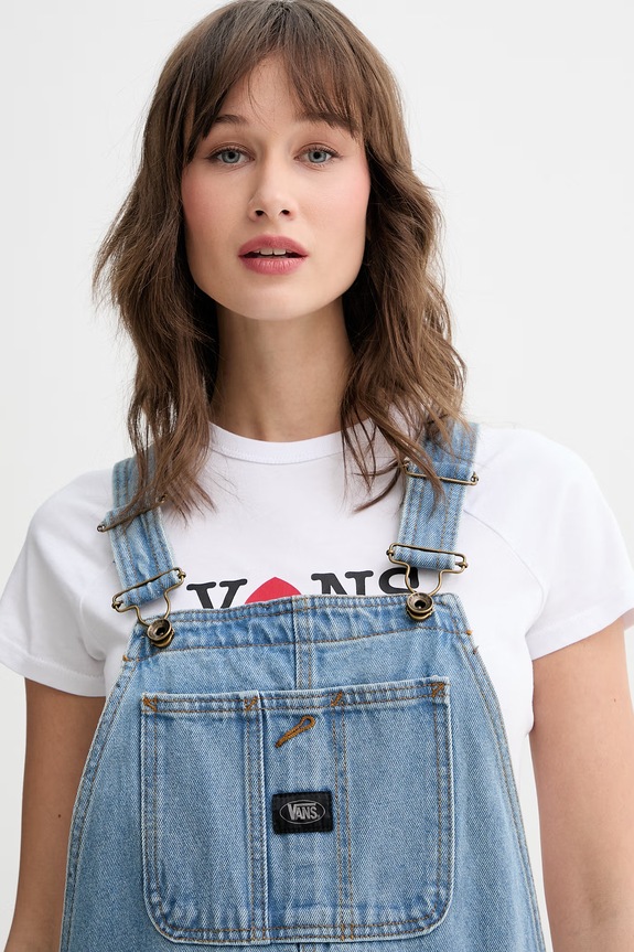 Vans ogrodniczki bawełniane damskie niebieski VN000VPTCDX1