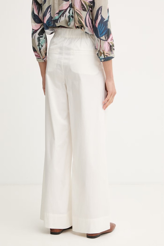 Odzież Marc Aurel spodnie wide leg damskie bawełniane z elastanem 1325A10540 beżowy