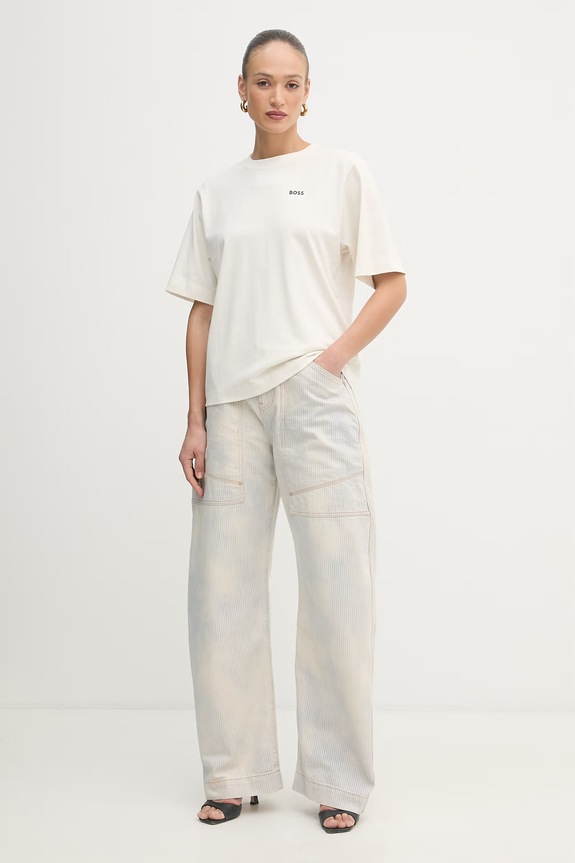 BOSS Orange ženske kavbojke relaxed kroja C CARGO BALLOON 2.0 50558724 modra SS26