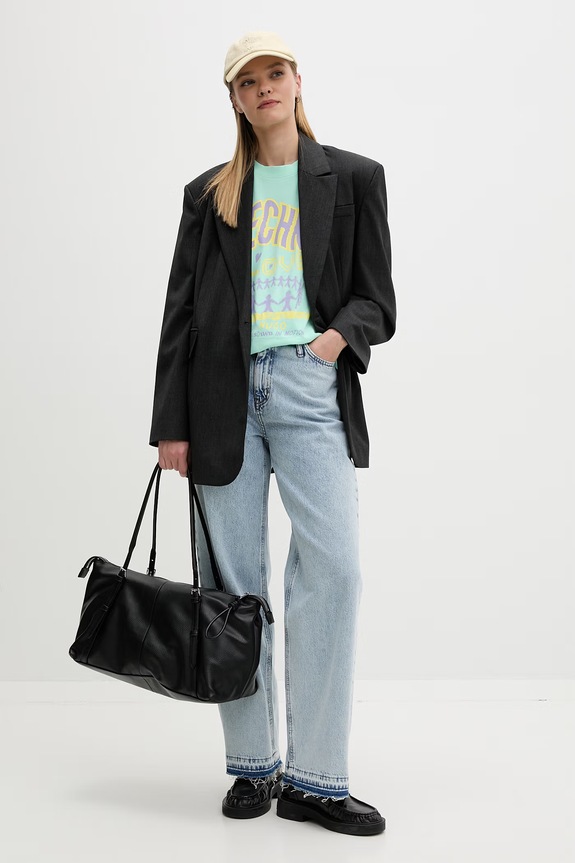 HUGO Blue jeansy loose damskie Leni_7_B 50557022 niebieski SS26