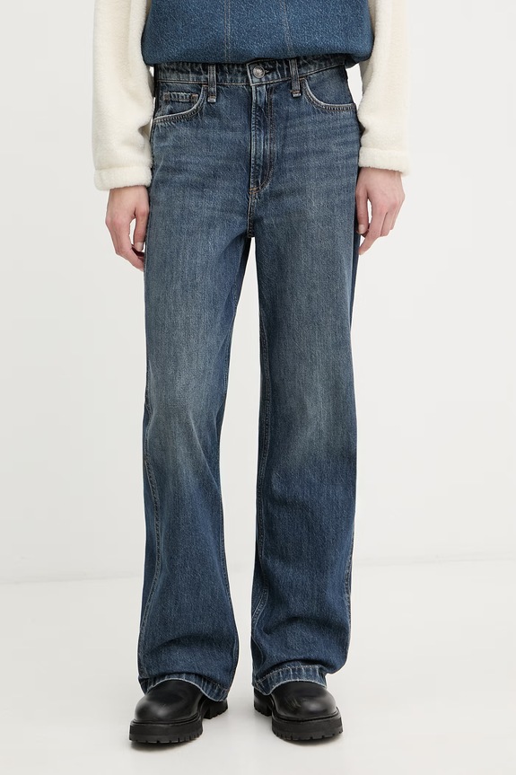 rag & bone blugi wide leg pentru femei Logan albastru RJ7025H1RIN