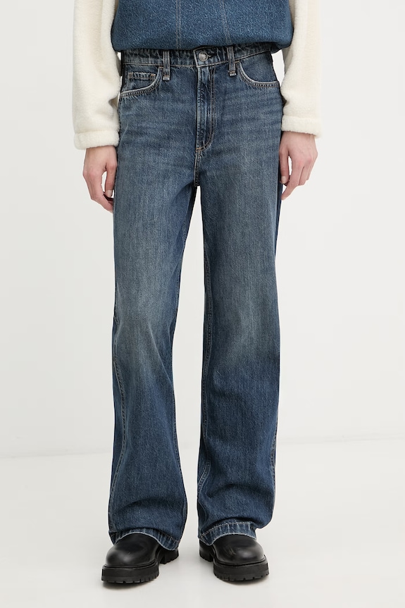 rag & bone blugi wide leg pentru femei Logan albastru RJ7025H1RIN