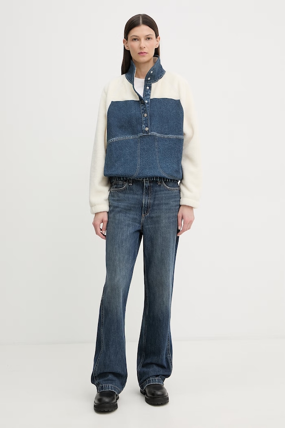 rag & bone blugi wide leg pentru femei Logan RJ7025H1RIN albastru SS26