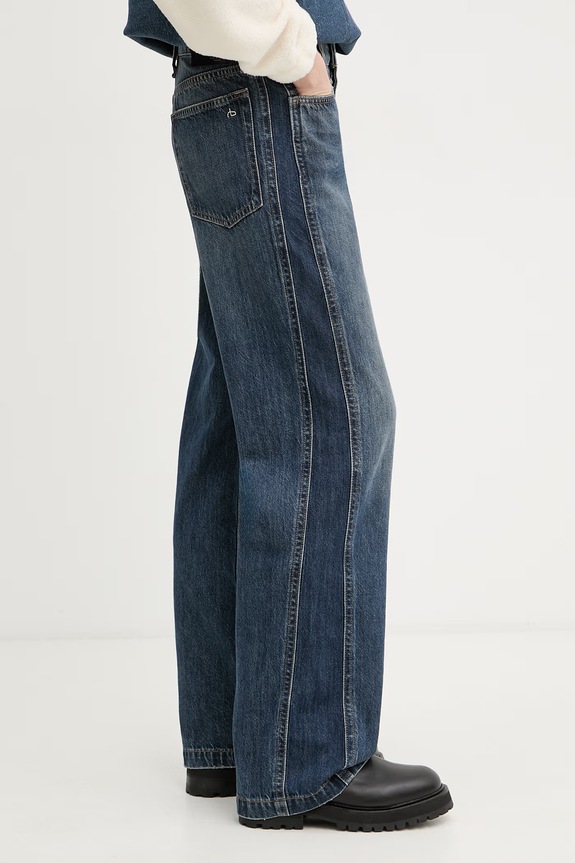 rag & bone blugi wide leg pentru femei Logan albastru RJ7025H1RIN