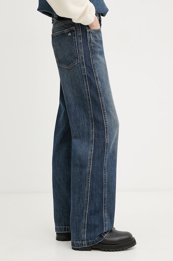 rag & bone blugi wide leg pentru femei Logan albastru RJ7025H1RIN