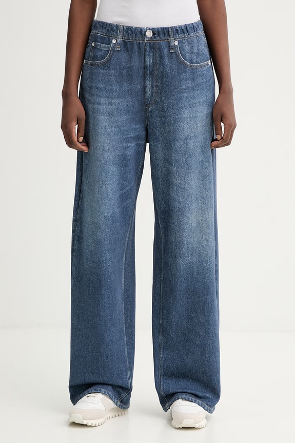 Rag & Bone pantaloni de bumbac drept bleumarin RC125F7MTE
