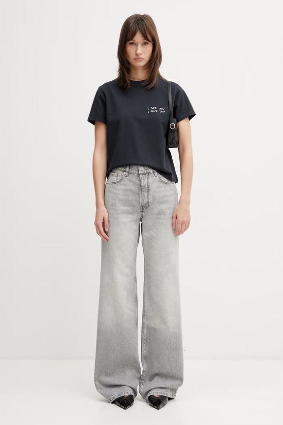 Anine Bing HUGH JEAN - OYSTER GREY jeansy relaxed fit damskie A.06.12023.GRY35 szary