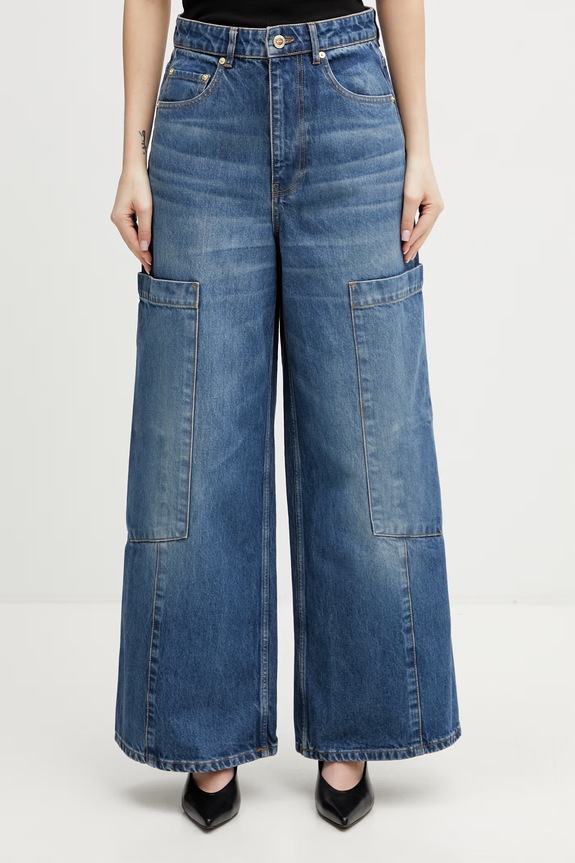 GANNI jeansy relaxed fit damskie niebieski A1100180