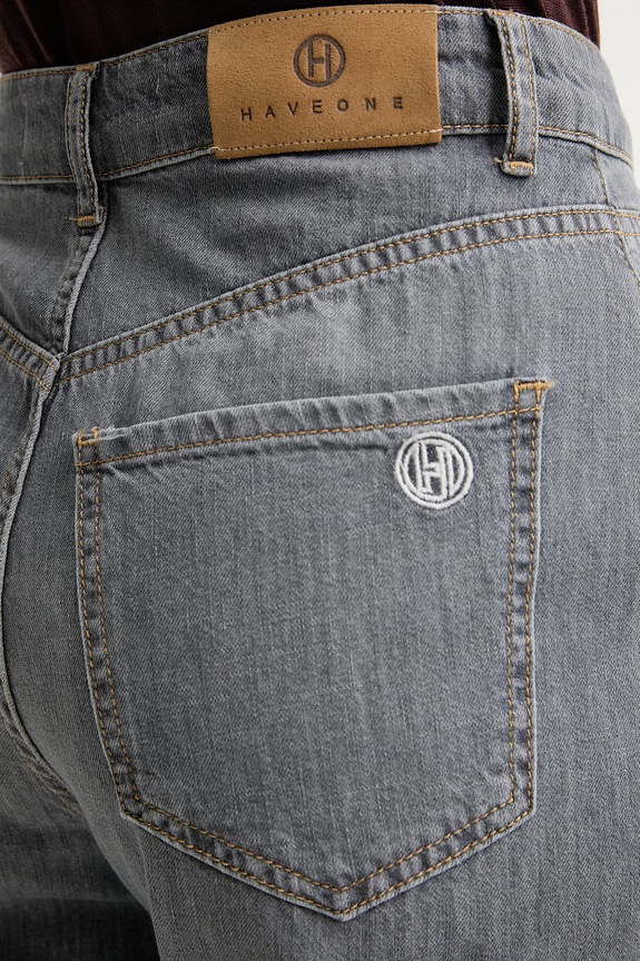 Haveone jeansy relaxed fit damskie szary PFA.Q082