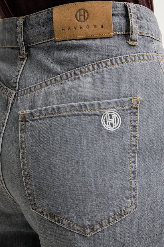 Haveone jeansy relaxed fit damskie szary PFA.Q082