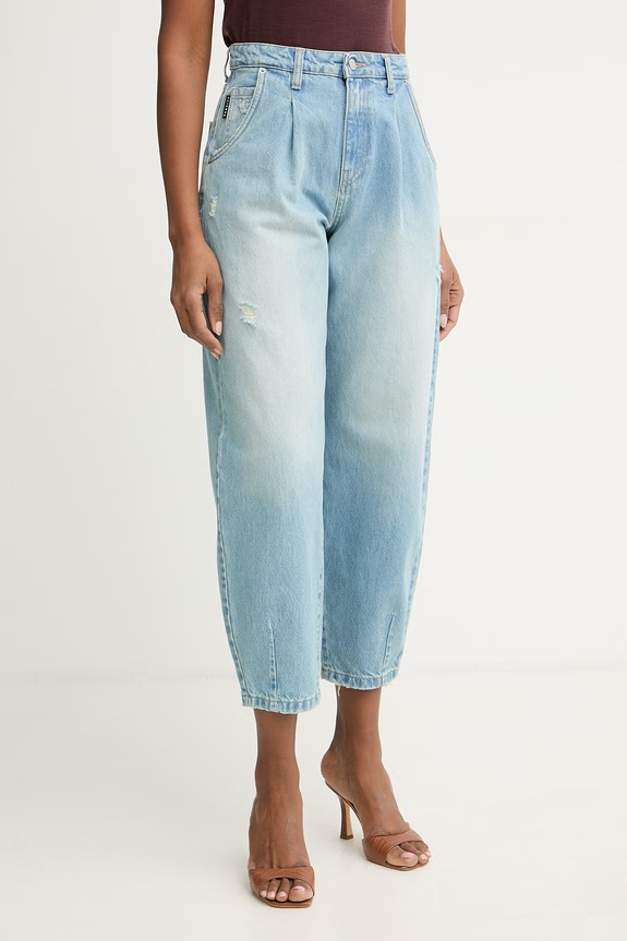 Haveone jeansy relaxed fit damskie niebieski PFA.Q088