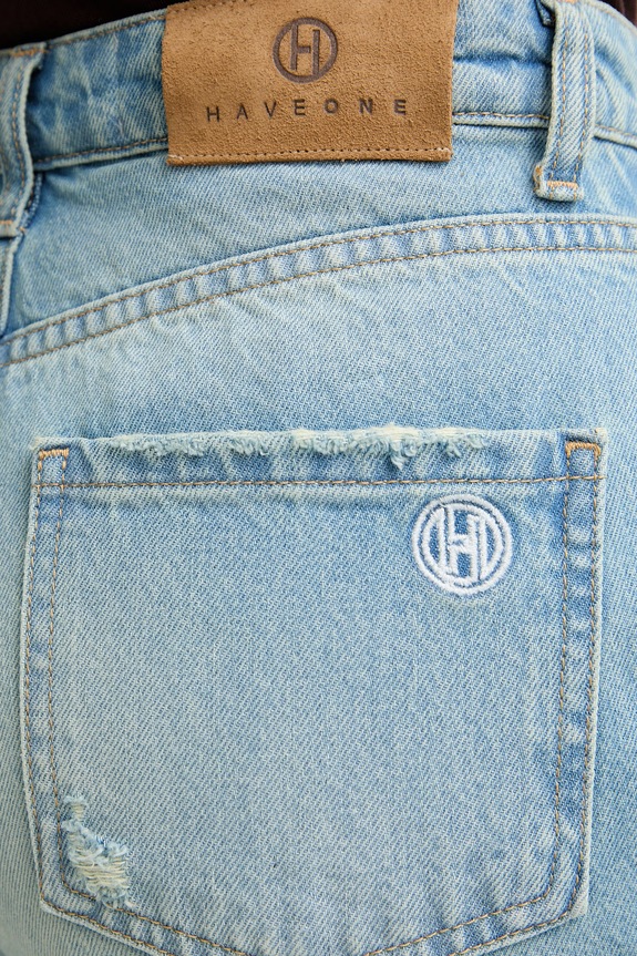 Haveone jeansy relaxed fit damskie niebieski PFA.Q088
