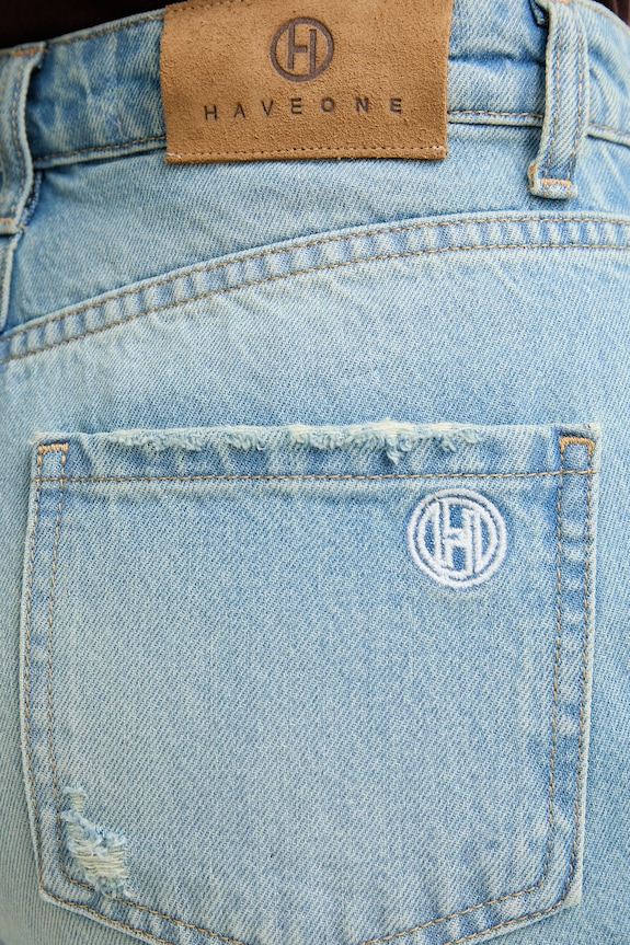 Haveone jeansy relaxed fit damskie niebieski PFA.Q088