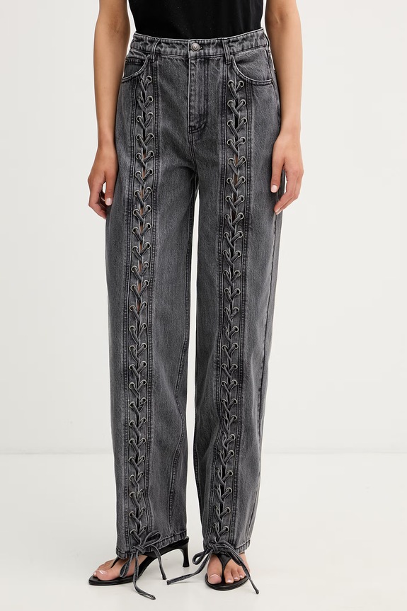 Rotate jeansy relaxed fit damskie szary 115069100