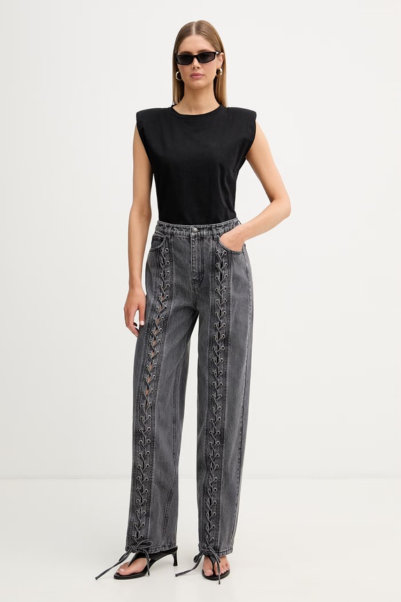 Rotate jeansy relaxed fit damskie 115069100 szary SS26