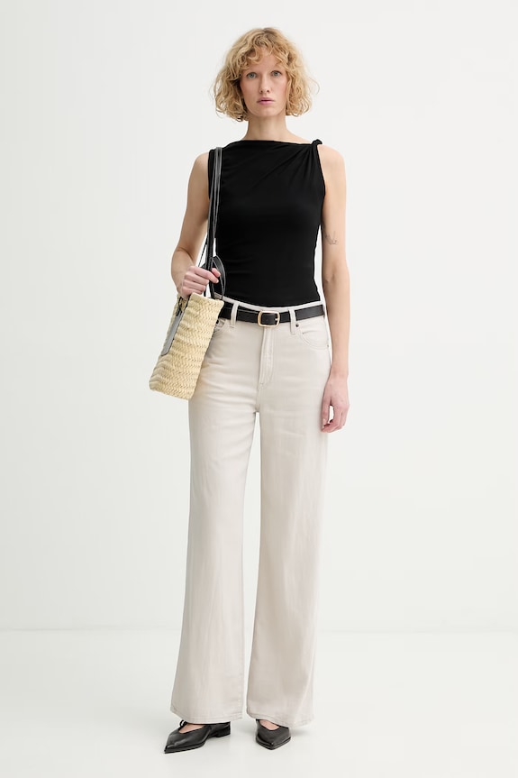 Levi's blugi wide leg pentru femei RIBCAGE WIDE LEG H223 A6081.0082 bej SS26