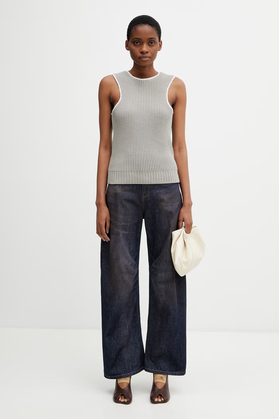 MM6 Maison Margiela ženske kavbojke relaxed kroja S62LB0218.M30055 mornarsko modra