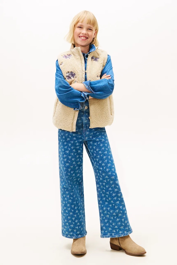 Deklice Otroške kavbojke Tommy Hilfiger MABEL WIDE KG0KG08960.116.122.PPY2 modra